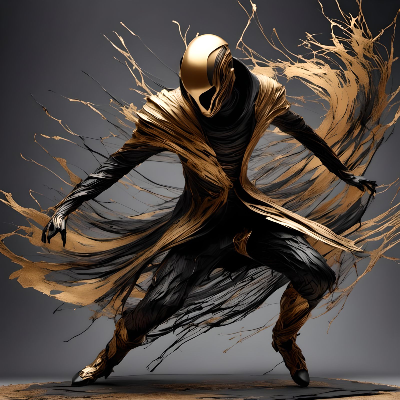 Android Dances: Black and Gold Texture Art