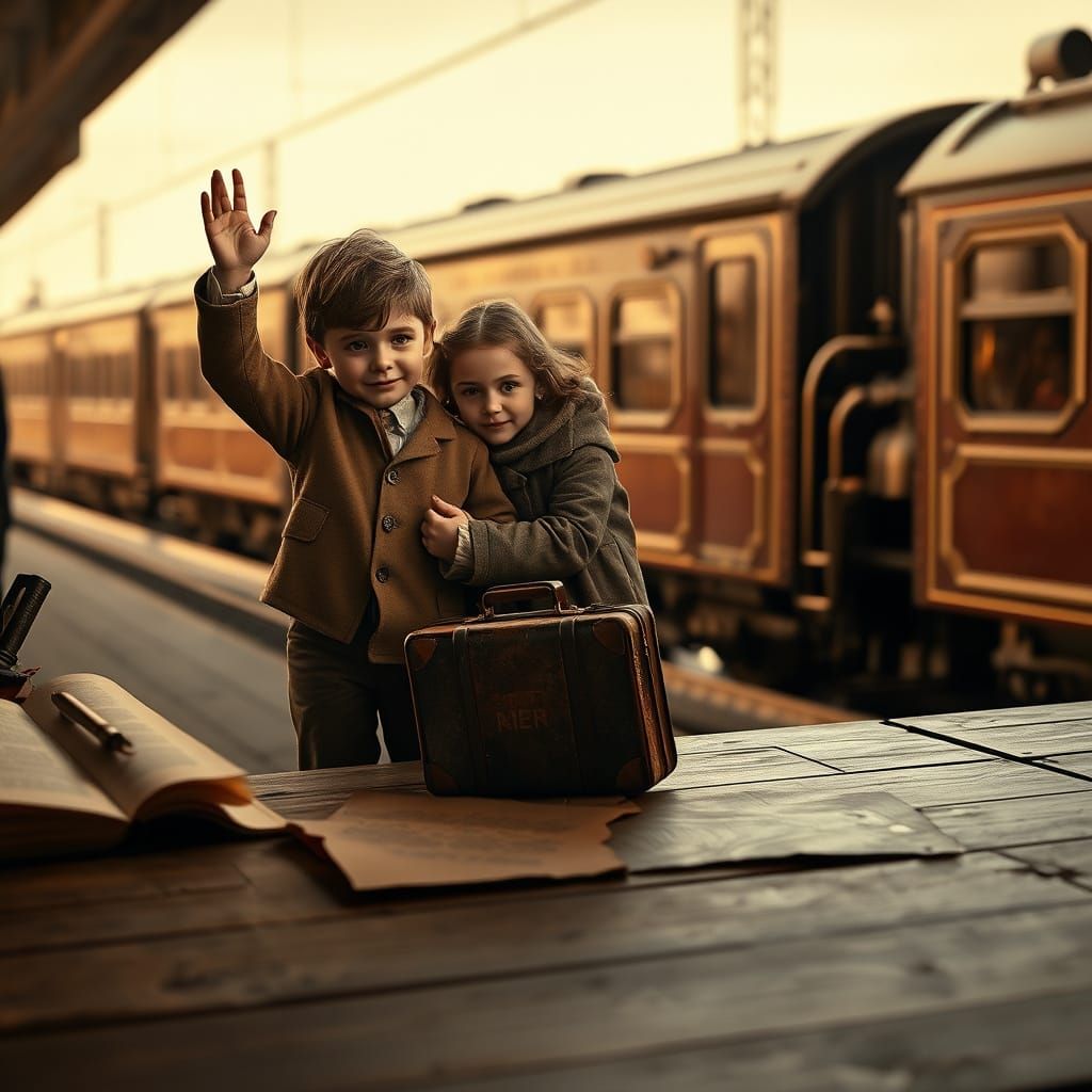 Sepia-Toned Kindertransport Nostalgia