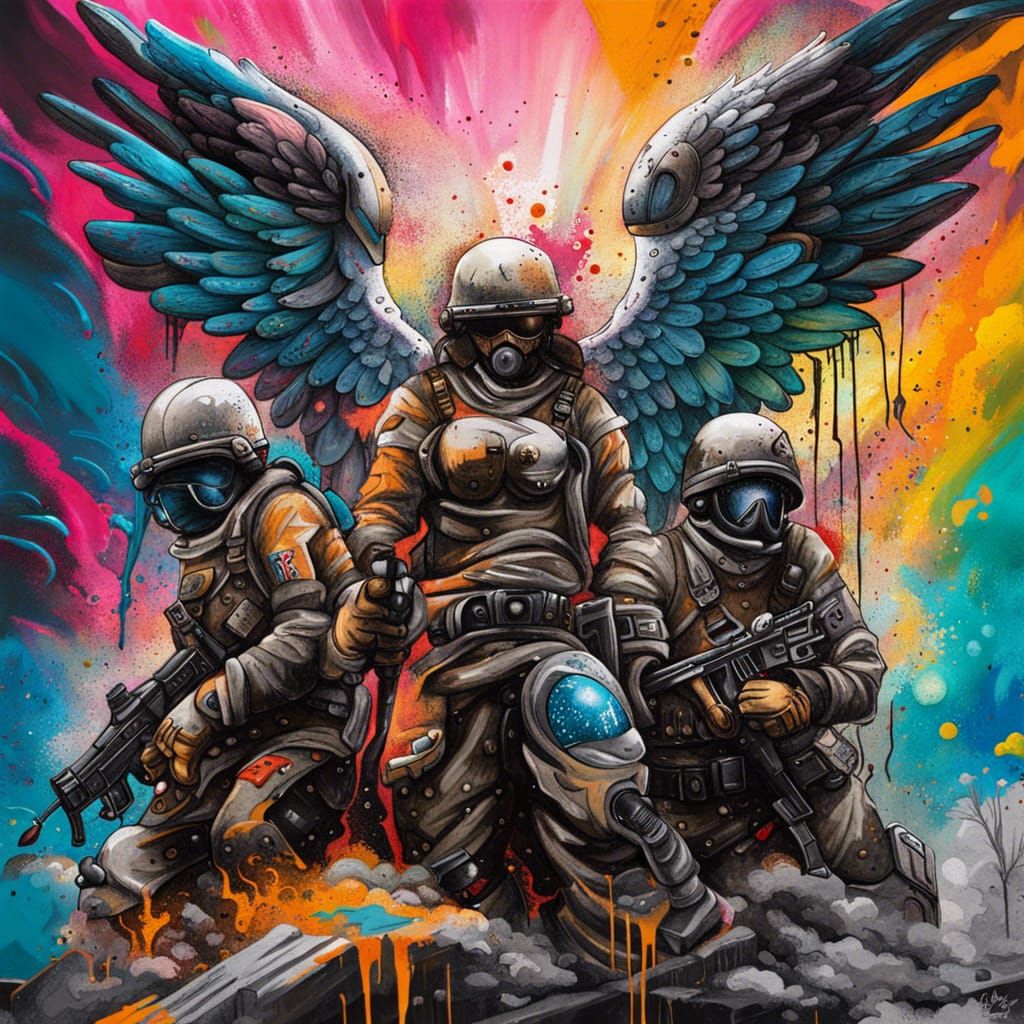 Angels of War in Graffiti Splash Art