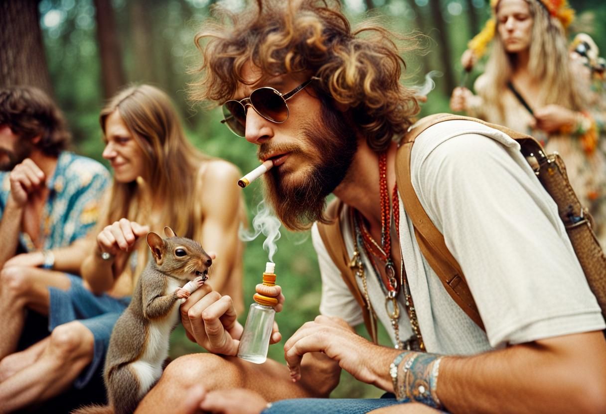 Hippie and Squirrel Smoking, Kodak Ektar Style