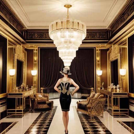 Glamorous Art Deco Portrait of Woman with Hat