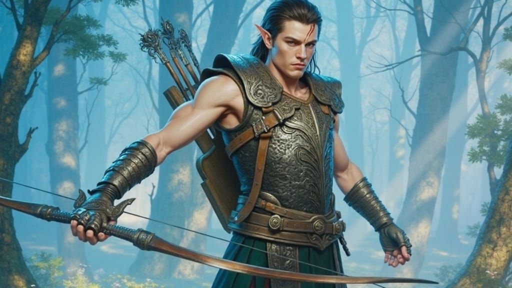 Elegant Elf Warrior with Scar and Silver Armor
