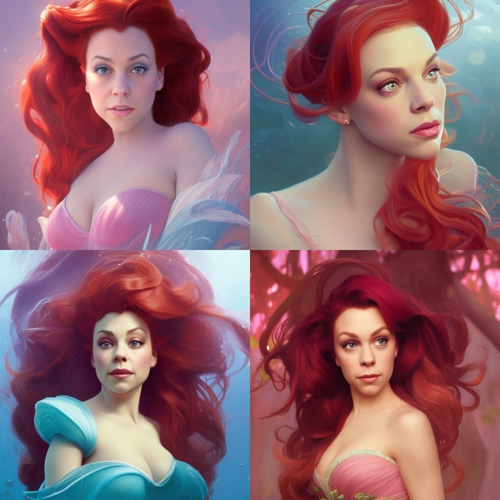 Ariel in Pink Gown: Art Nouveau Portrait