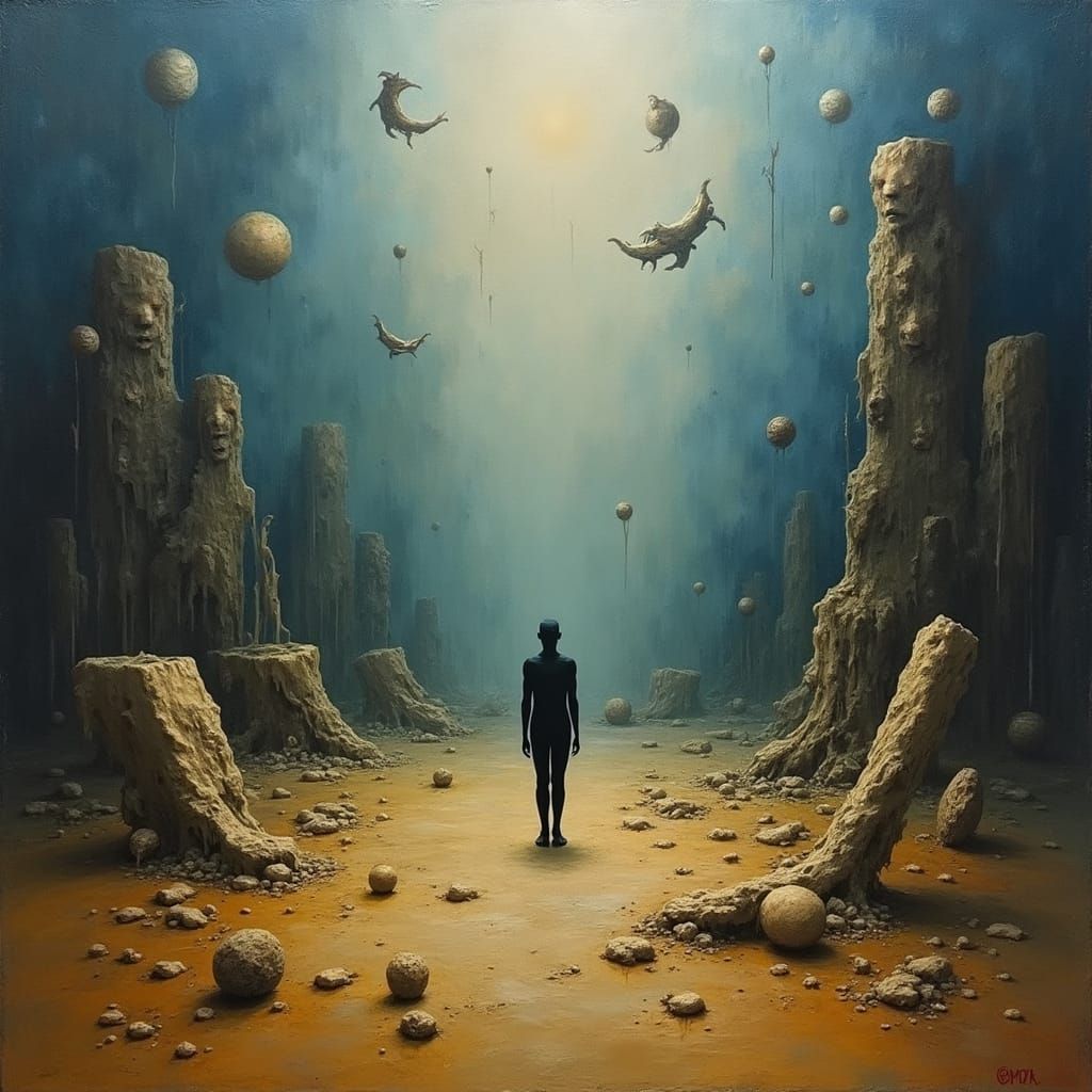 Dreamlike Figure in a Surrealist Liminal Space