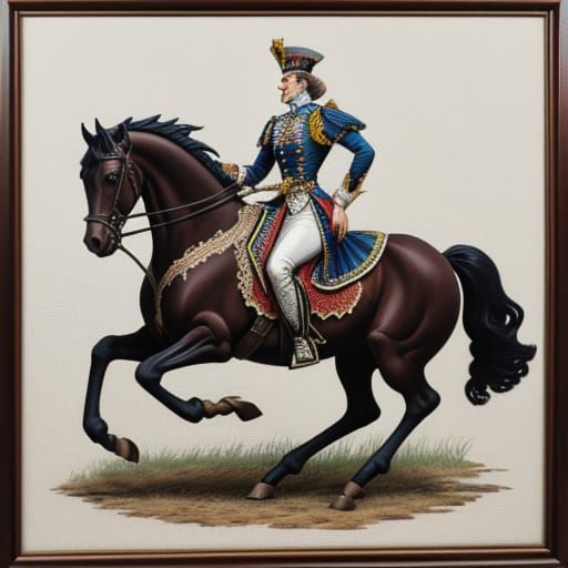 Elegant Lippizaner Stallion in Quirky Acrylic Art