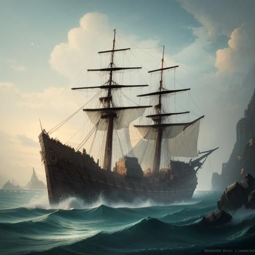 Shipwreck at Sea: Fantastical Matte Painting