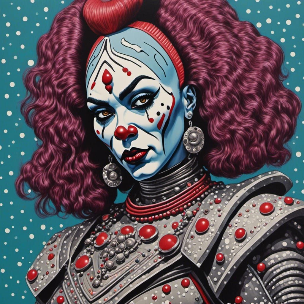 Klingon Clown Warrior Portrait in Pop Surrealist Style