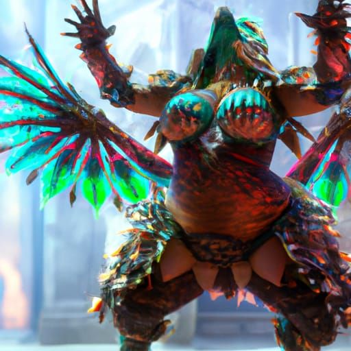 Dragon Belly Dancer in Digital Art Style