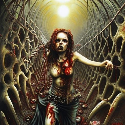 Zombiecore Devil Girl in Dystopian Wasteland