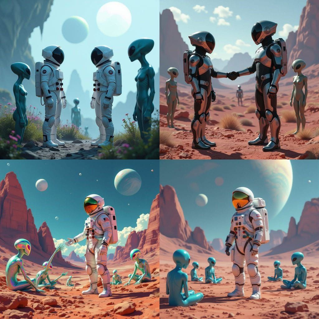 Astronaut's First Contact on Alien Planet
