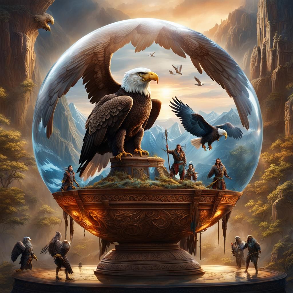 Native American Warriors in Glass Globe