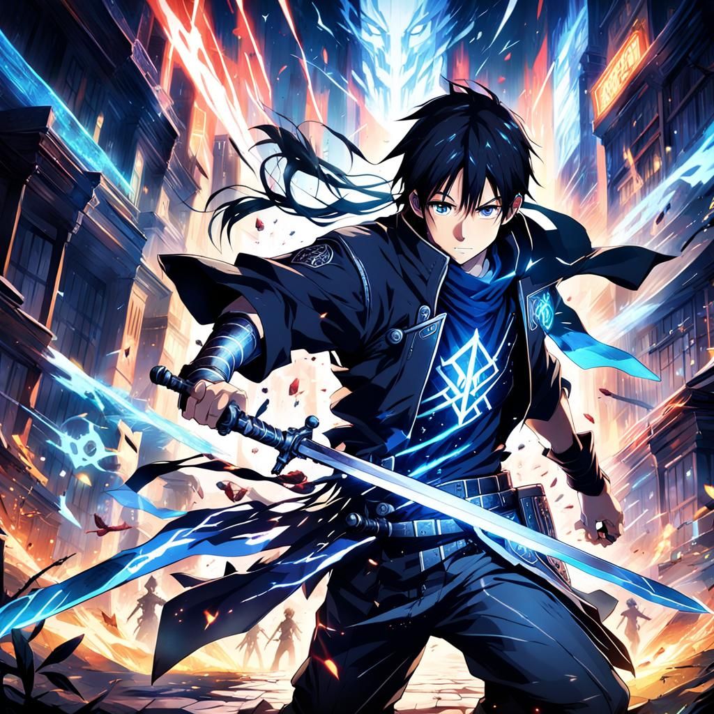 Kirito Battles Monster in Virtual Anime World