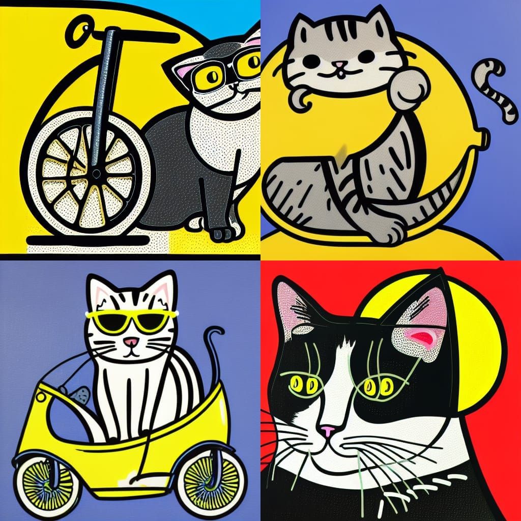 Cat on Lemon Motorcycle: A Pop Art Creation