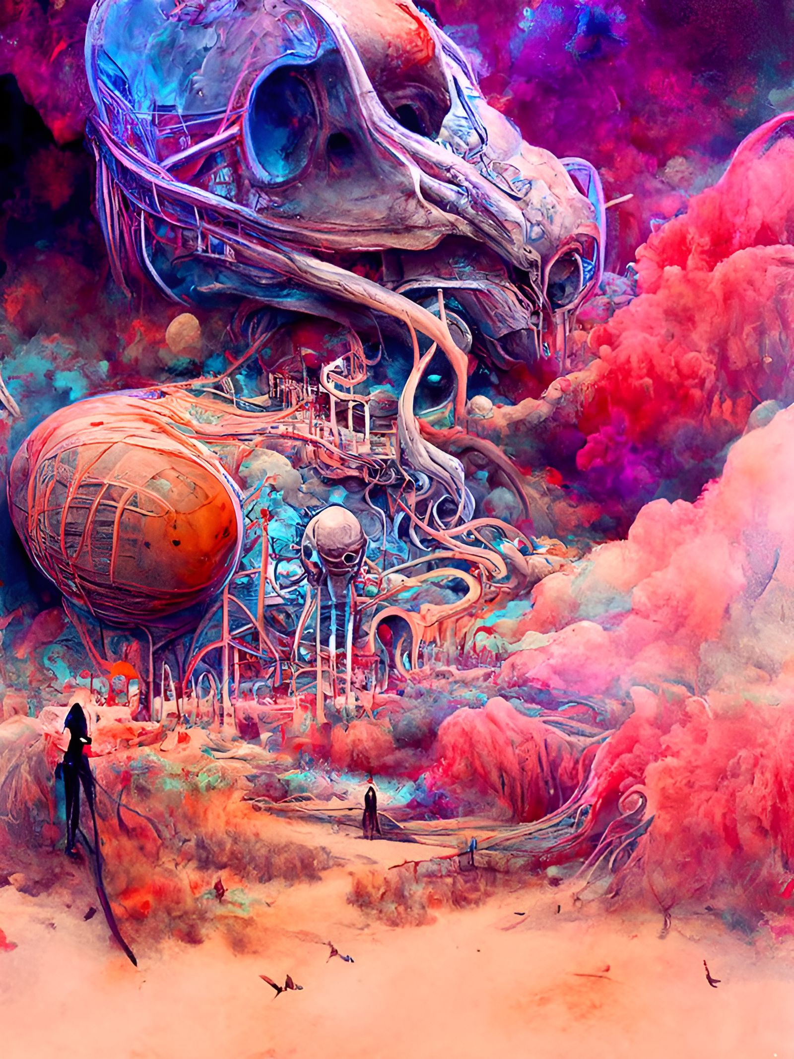 Psychedelic Sci-Fi Landscape in Retro Style