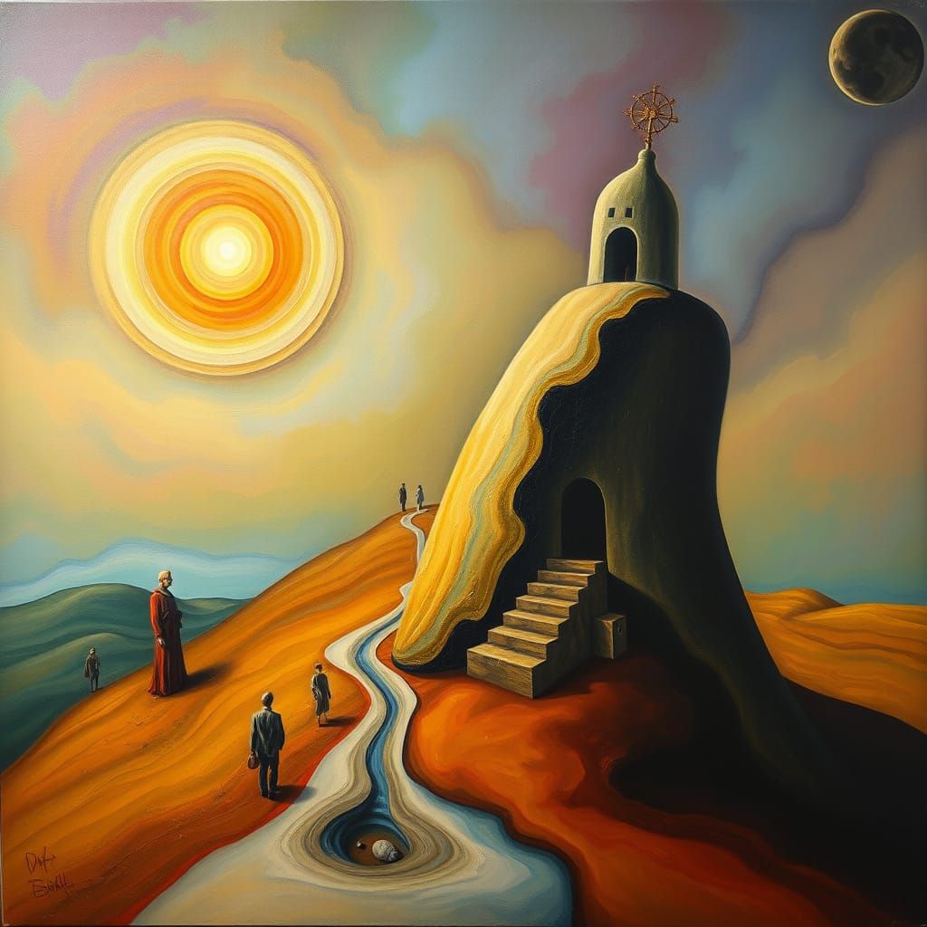 Surreal Melting Clock Landscape in Dali Style