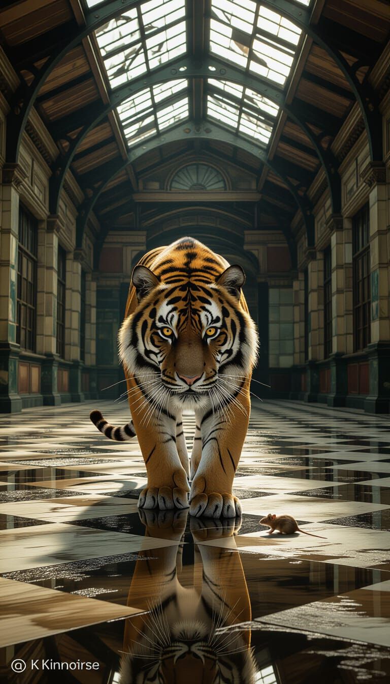 Tiger Hunts Rat in Abandoned Victorian Railway Station