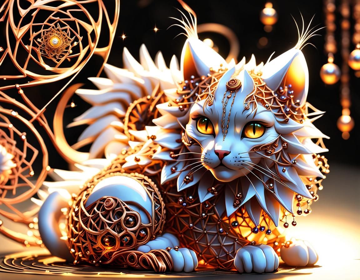 Adorable Lynx Kitten in a Futuristic Garden