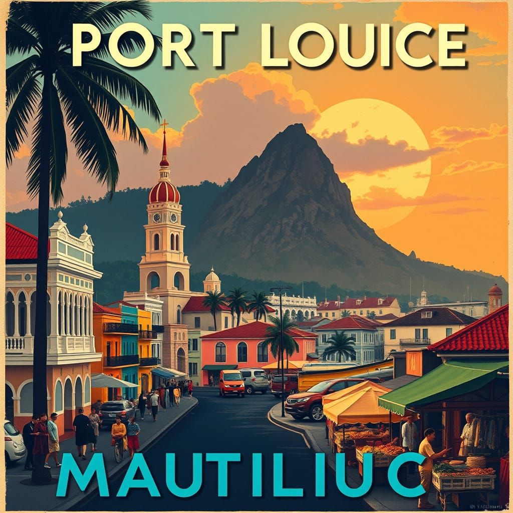 Vintage Travel Poster: Port Louis, Mauritius
