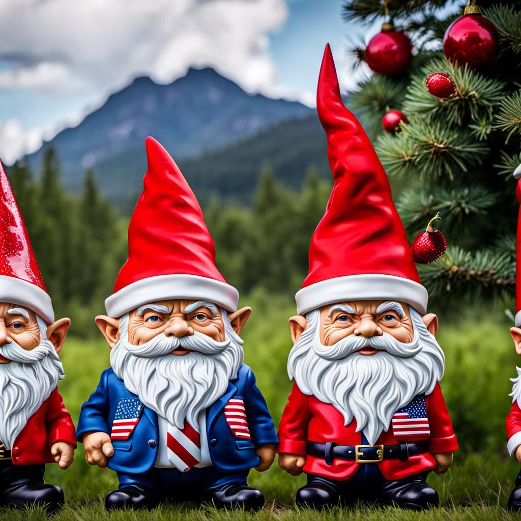 Patriotic Gnomes with Red Hats