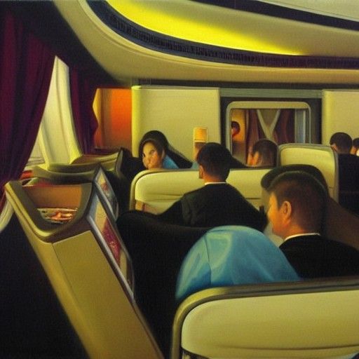 Thai Airways First Class Cabin as Oil Painting