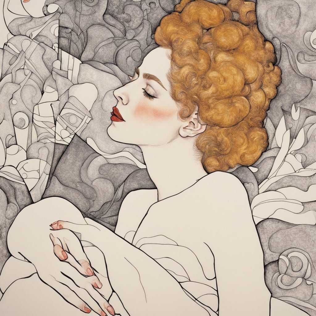 Abstract Organic Line Drawing in Modern Art Style