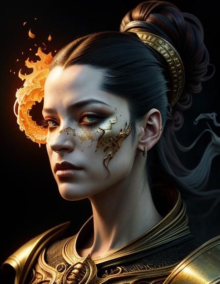 Fiery Goblin Portrait in Dark Fantasy Style