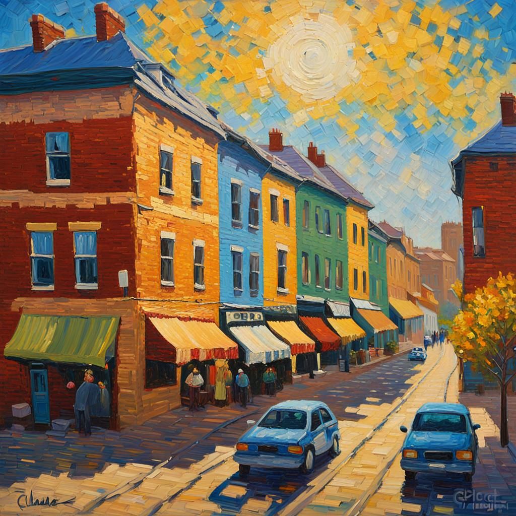 Pierre, South Dakota Cityscape in Neo-Impressionist Style