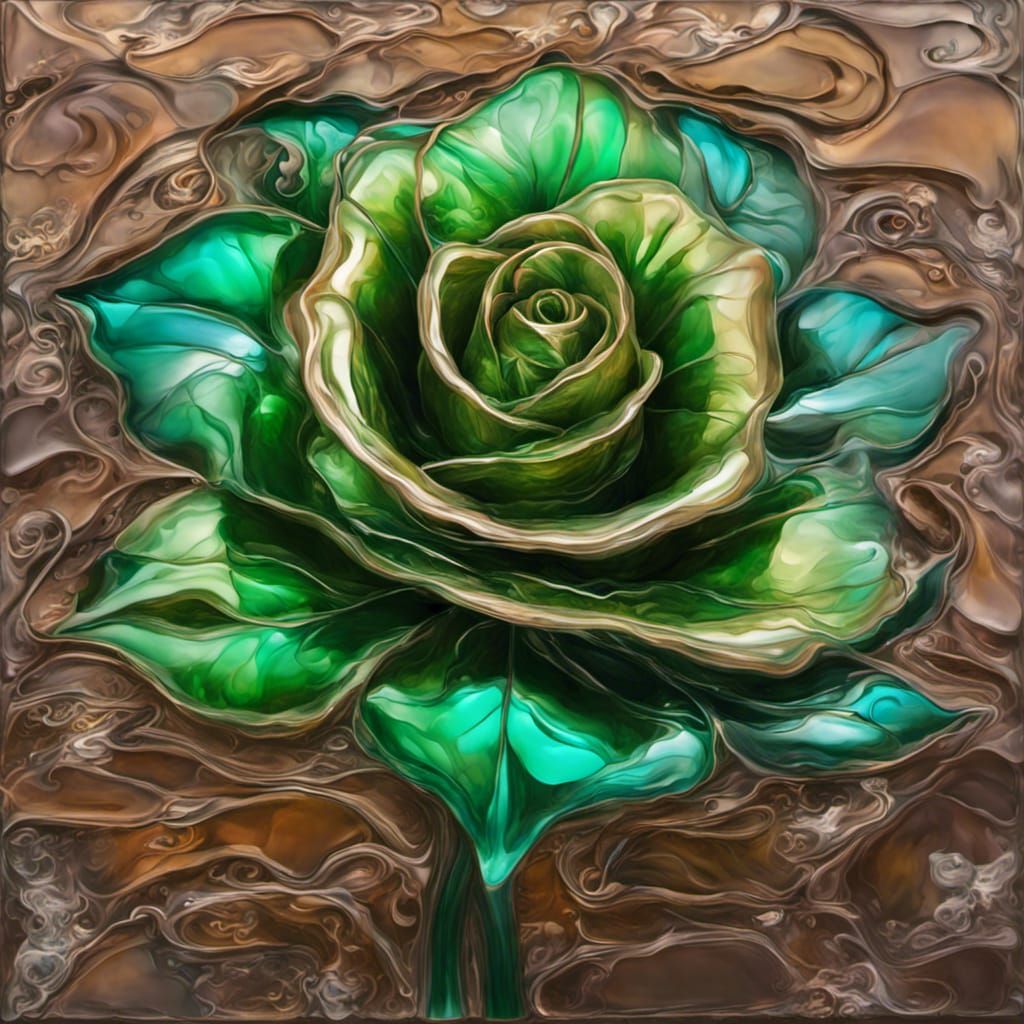 Psychedelic Translucent Glass Rose Flower