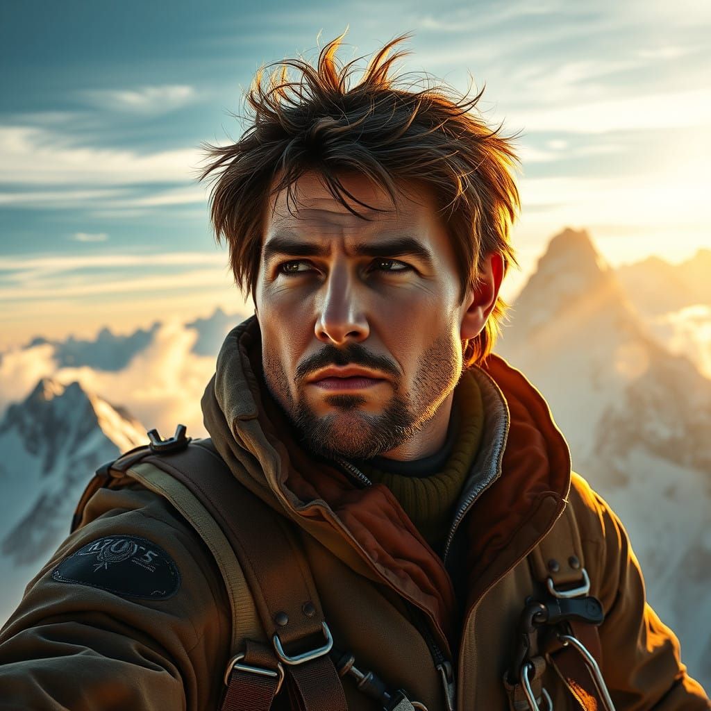 Determined Mountaineer Seeks Summit in Cinematic Adventure