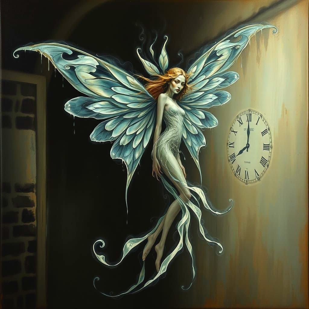 Ethereal Fairy Queen in Surreal Cellar Scene