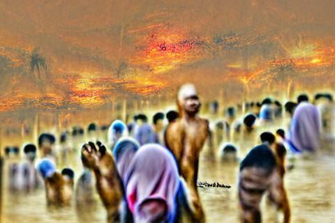 People Awaiting Judgement Under Scorching Sun