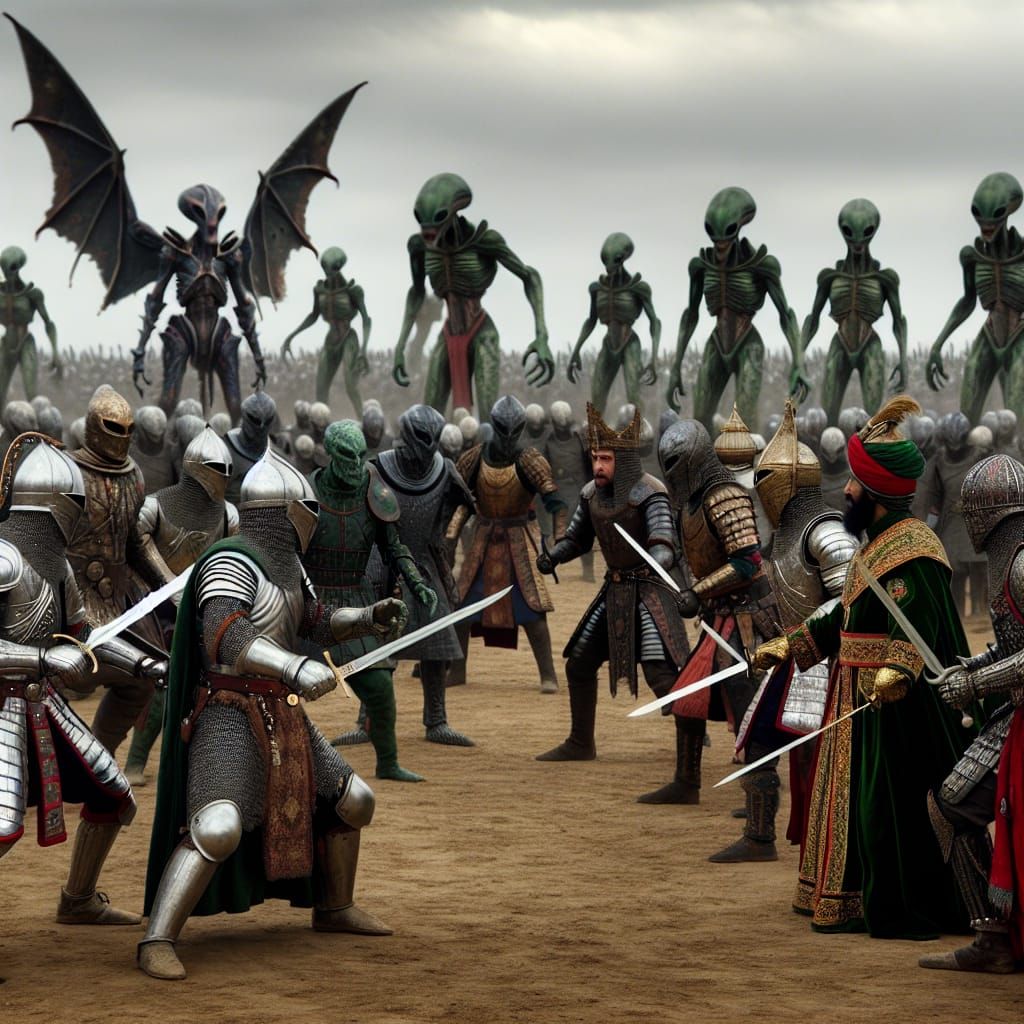 Ancient knights fight against aliens