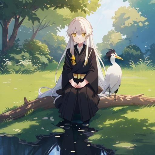 Boy Under Willow Tree: Ghibli Anime Style