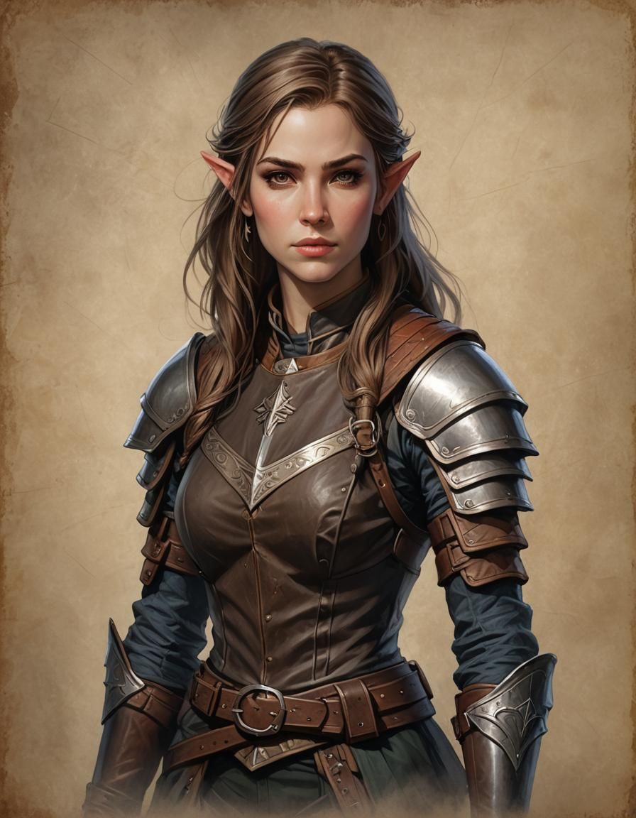 Half-Elf Smuggler Portrait in Dungeons and Dragons Style
