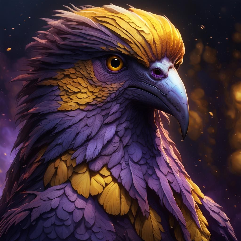 Hybrid Bird Creature with Human Face in Dark Fantasy