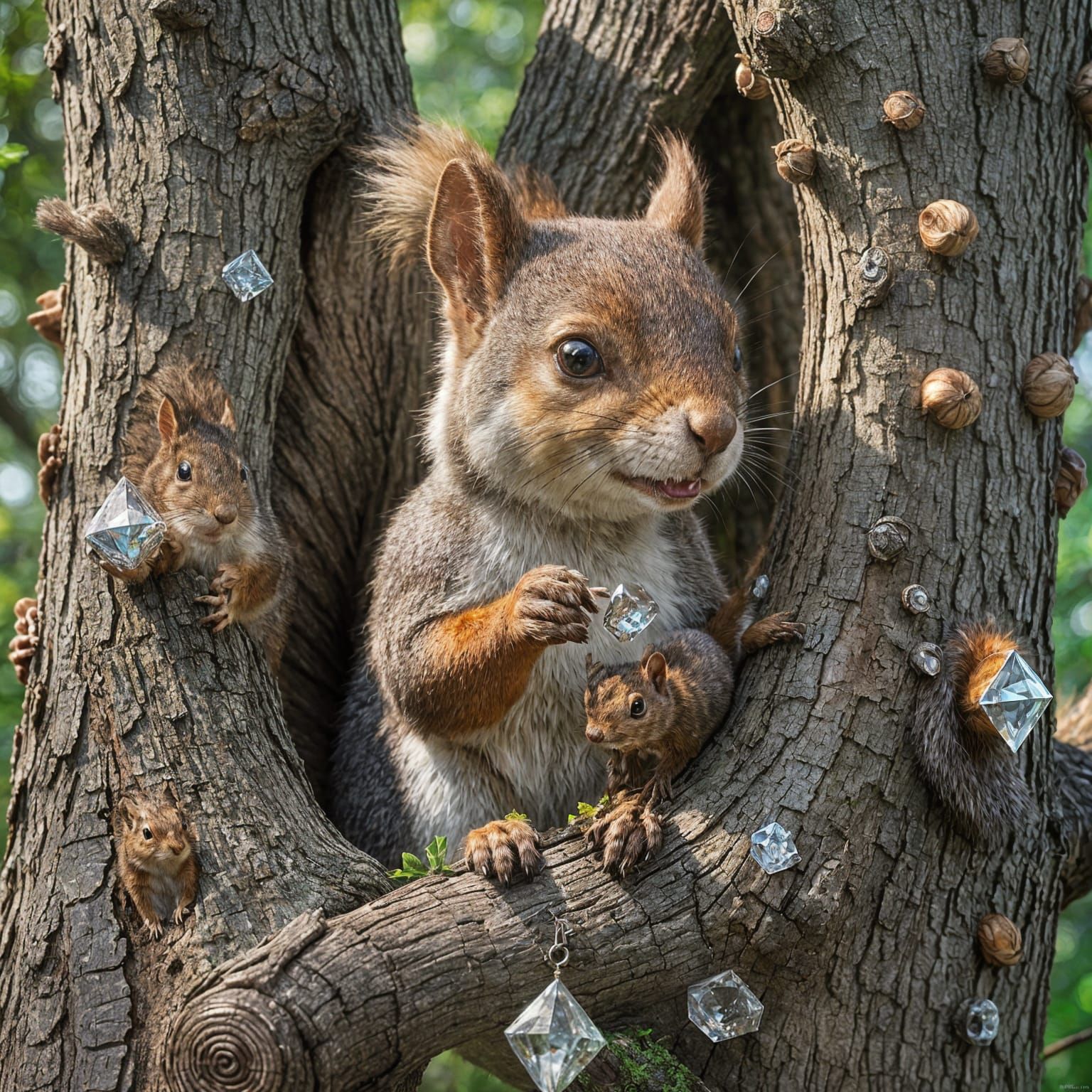Squirrel Hiding Diamond Treasure: 3D Anime Art