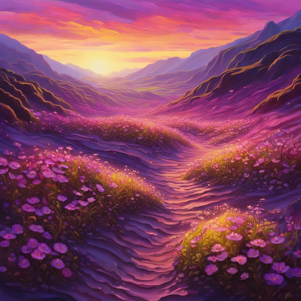 Surreal Sundew Valley with Purple Phlox
