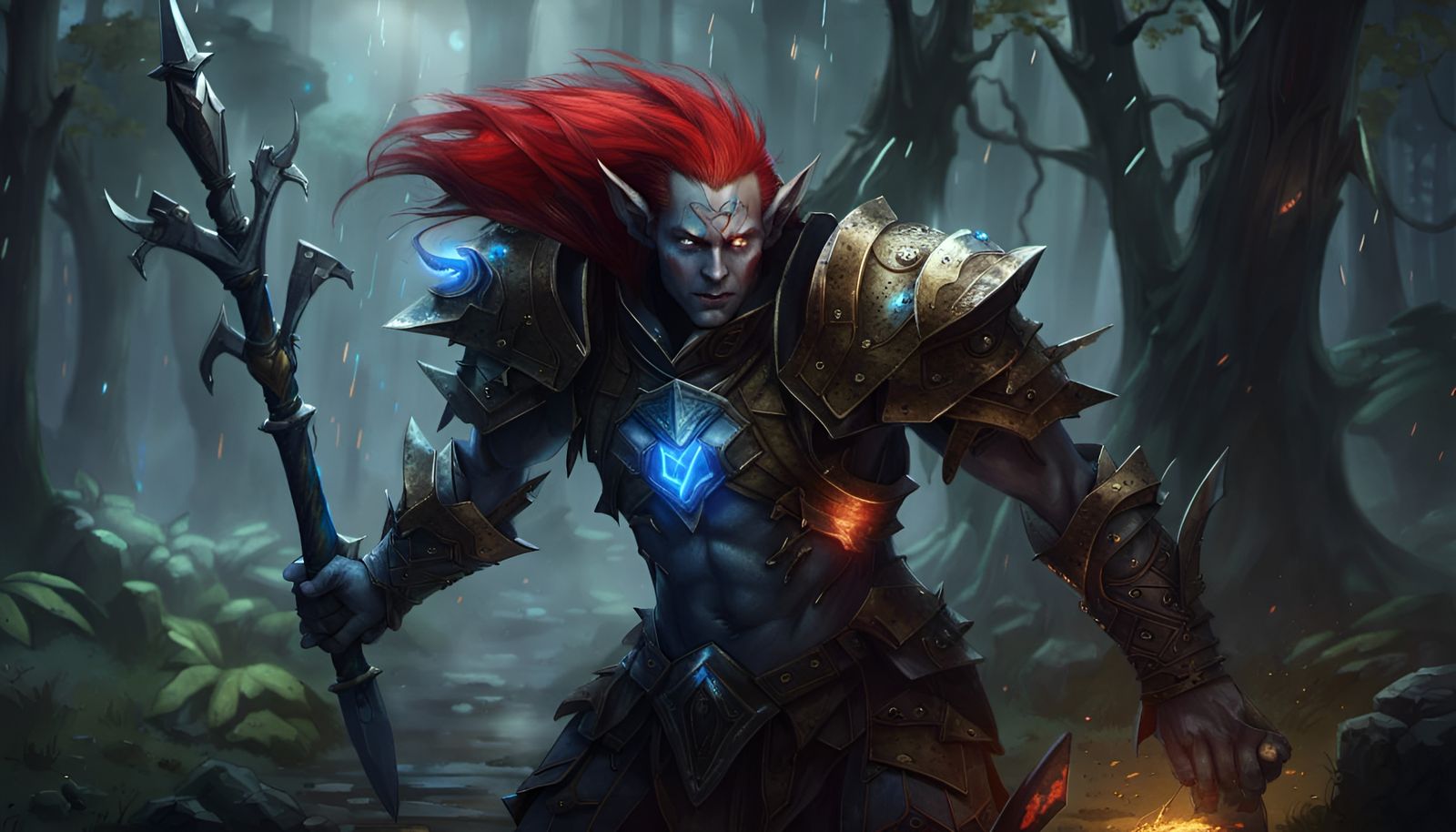 Dark Elf Casting Fire Bolt in Rainforest