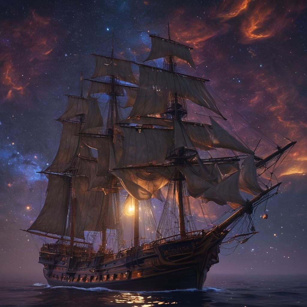 Spelljammer Sailing Ship in Starry Space