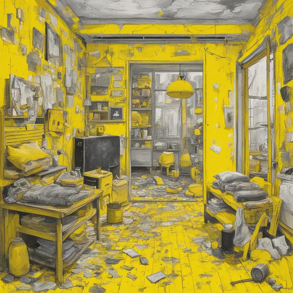 Yellow Hues in a Grimy Room
