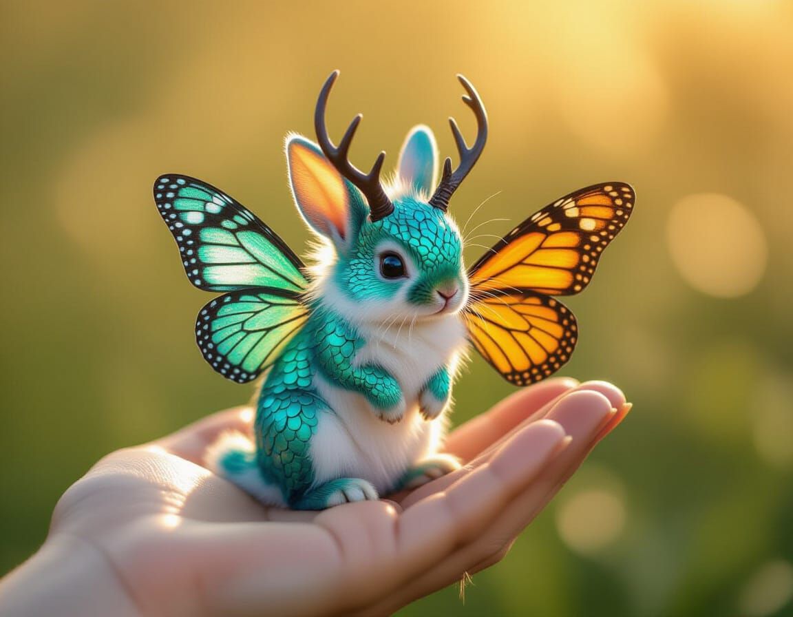 Dragon-Bunny Hybrid Wildlife Photo in Golden Hour