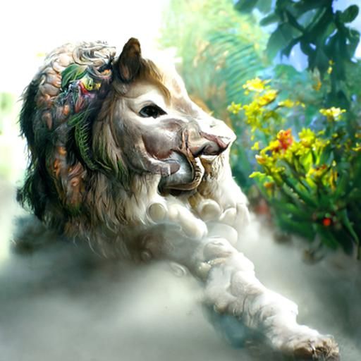 Geometric Lion in Ethereal Photorealistic Fantasy