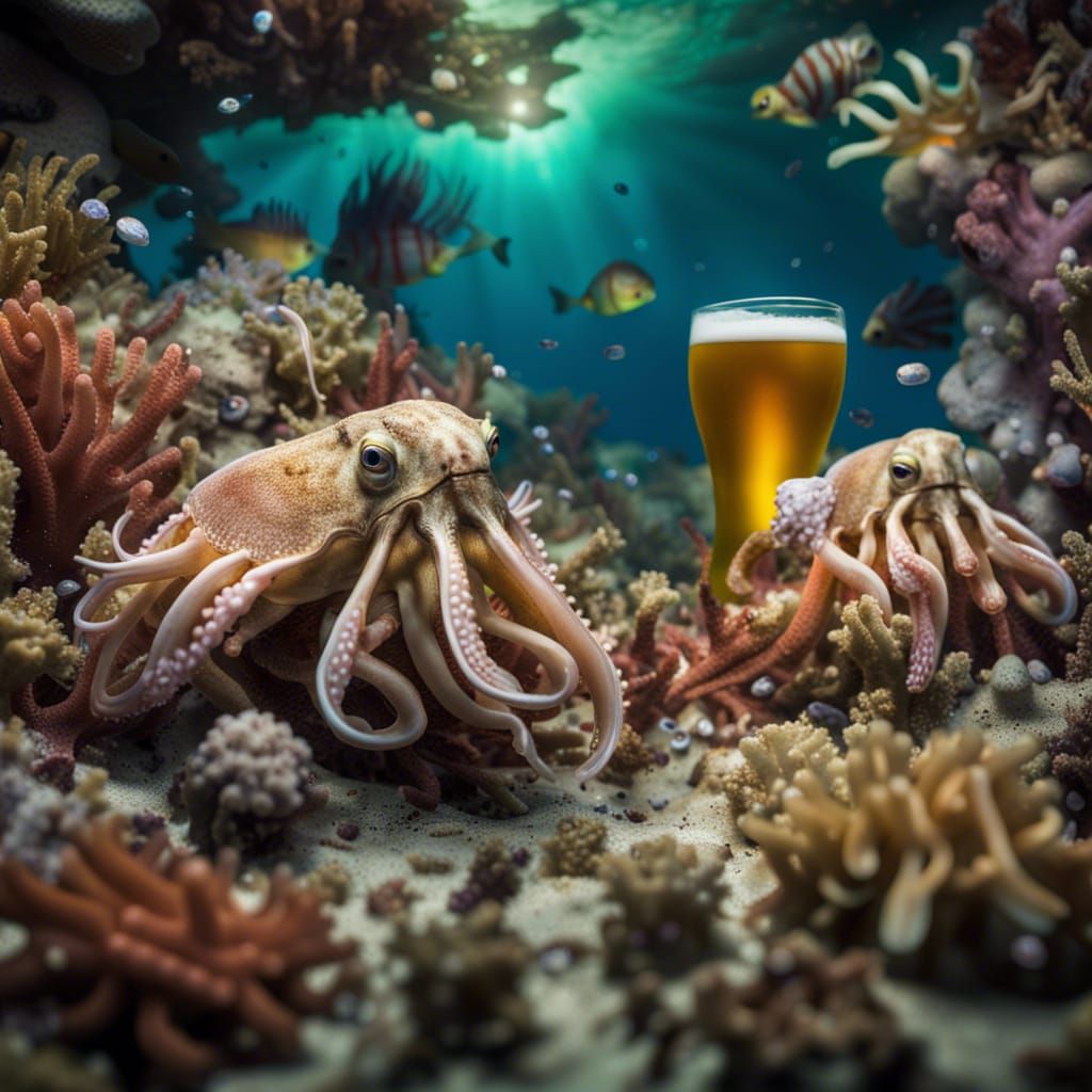 Cuttlefish Beer Festival in a Coral Reef