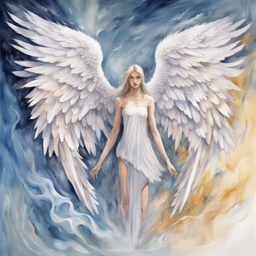 Angel Wing Artwork in Watercolor Style
