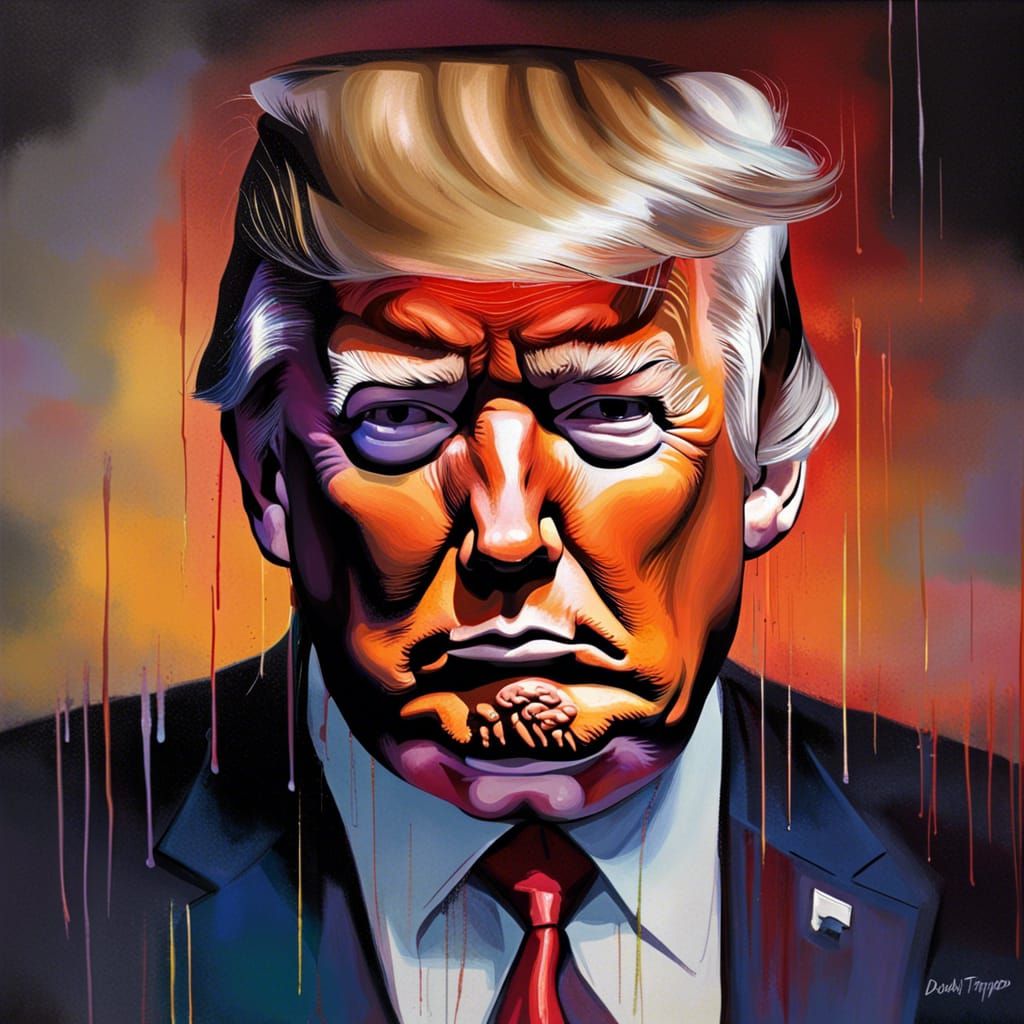 Donald Trump Mugshot as Splash Art Portrait