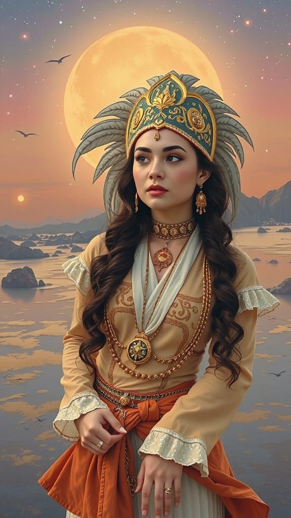 Amazon Warrior on Alien Planet with Nebula