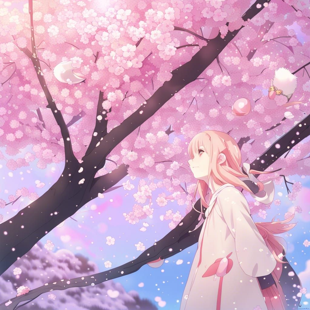 Cherry Blossom Tree in Anime Style