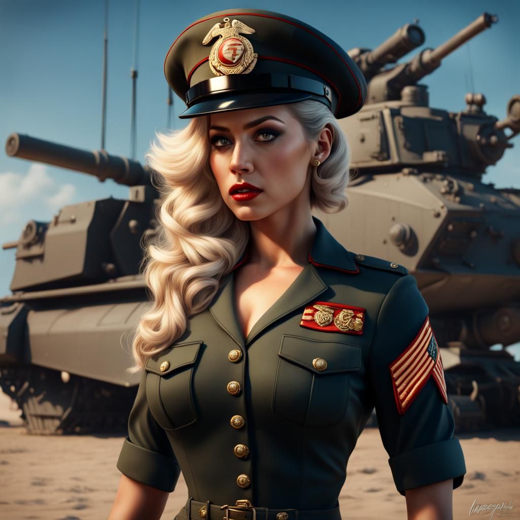 Hyperrealistic Marine Corps Pin-up Art