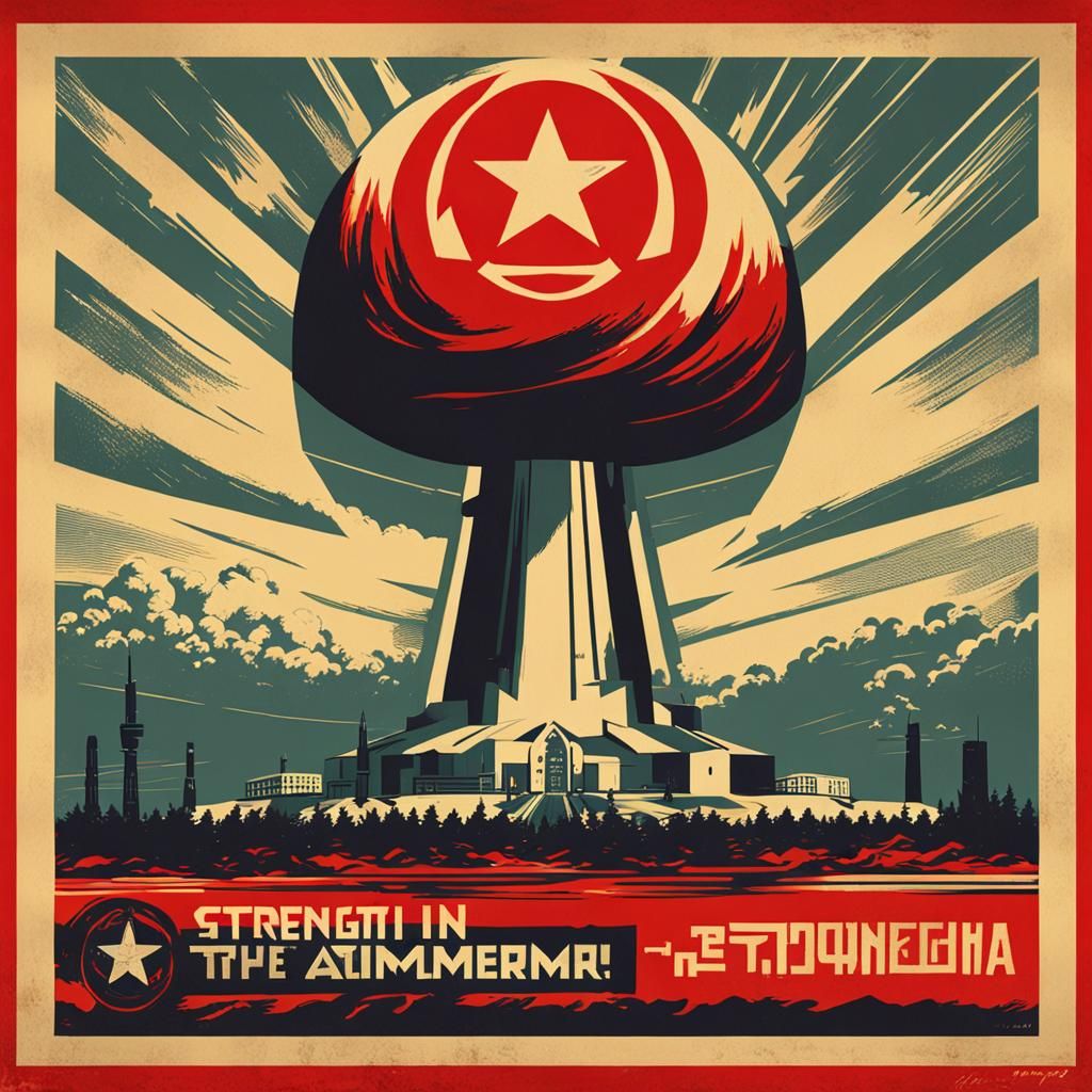 Soviet Propaganda Poster: Strength in Nuclear Power