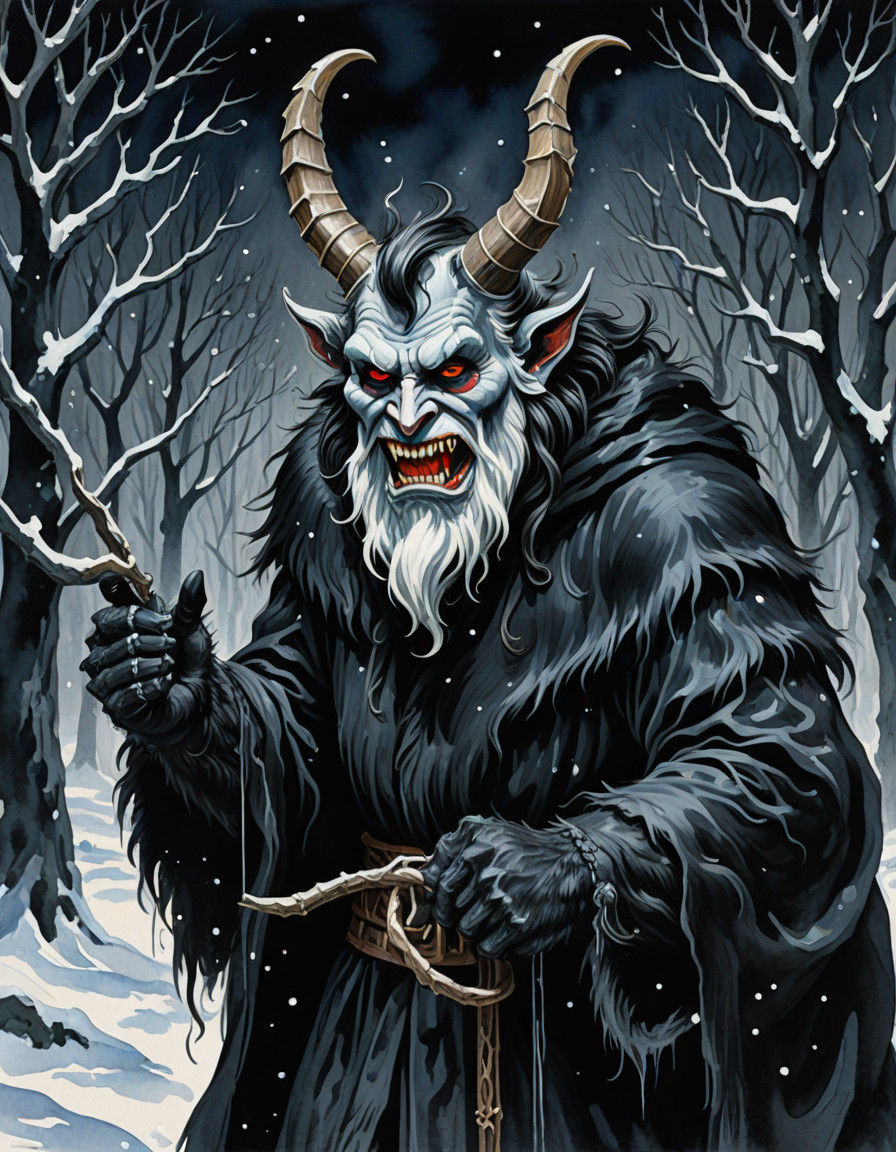 Fierce Winter Krampus in Bavarian Folk-Horror Style